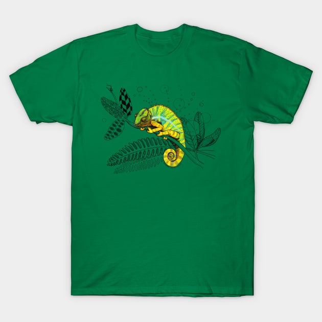 Colorful Panther Chameleon Doodle T-Shirt by mernstw